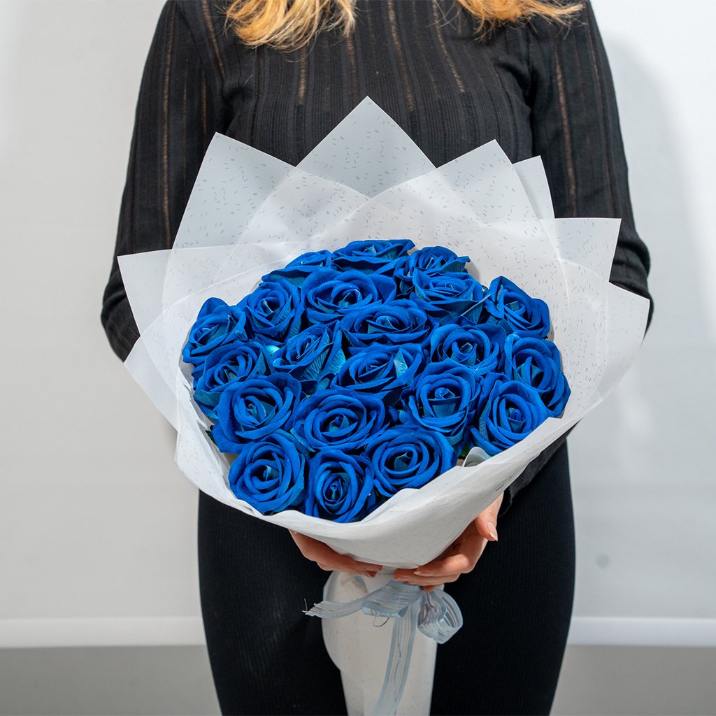21'li Mavi Gül Buketi