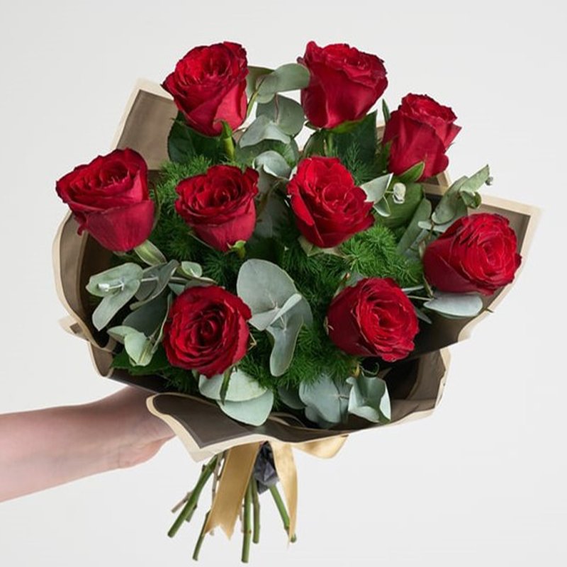 Çerkezköy Çiçek - 9'Lu Kırmzı Gül Buketi
